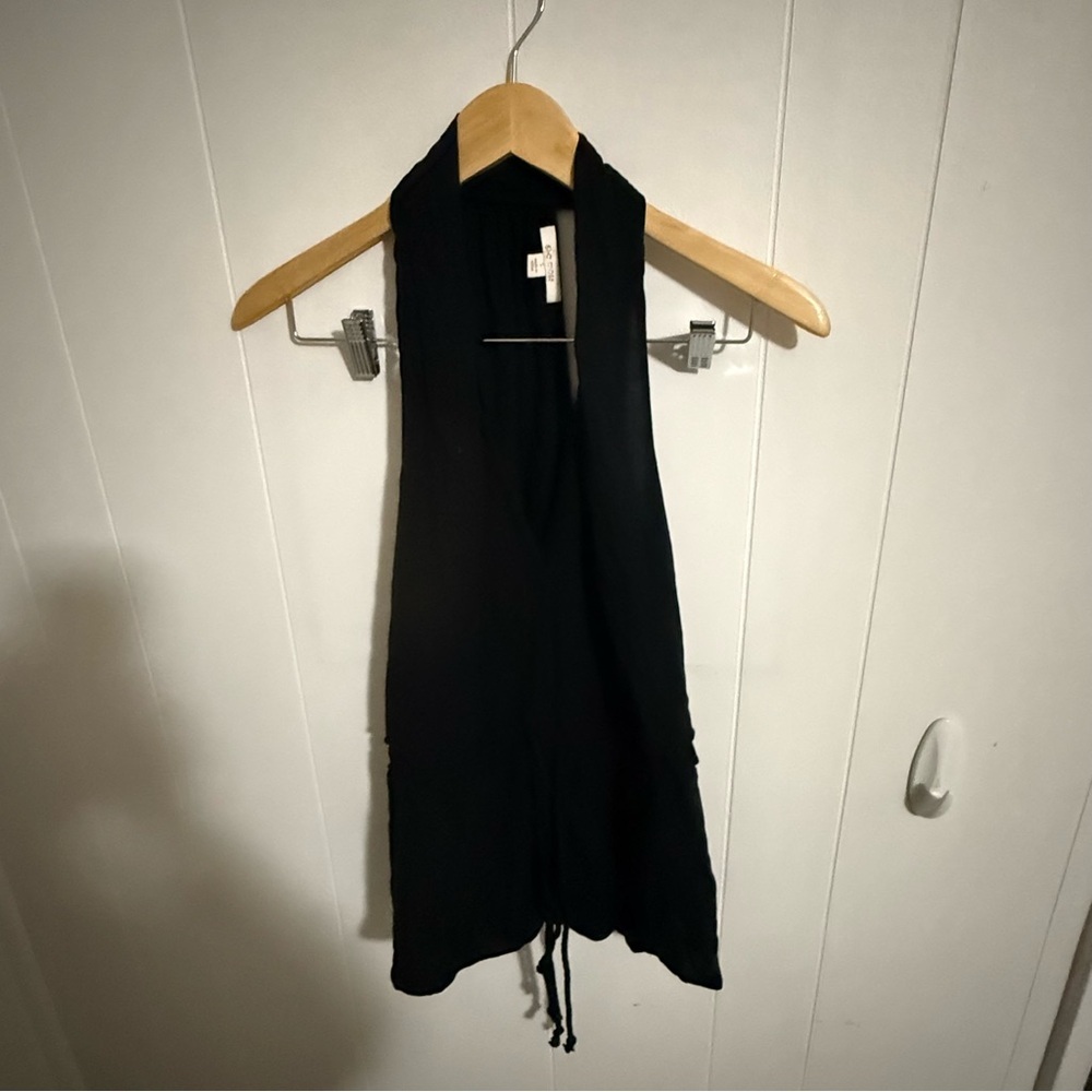 Ella Moss Black Halter Tie Front Top Cocktail